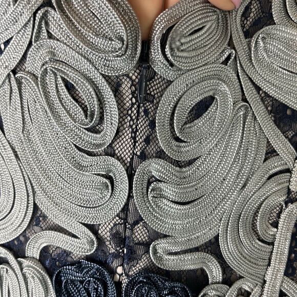 BHLDN JS Collection SANTIAGO Dress Navy/Cloud 2 Anthropologie Midi Coctail - Picture 5 of 12